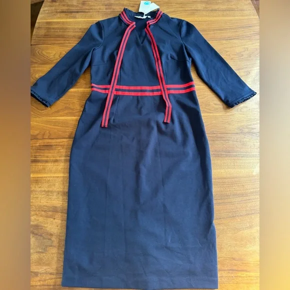 NWT Boden Annette Ponte Navy & Red Dress w 3/4 Sleeves Sz 10 US Dress like Kate! - Picture 5 of 15